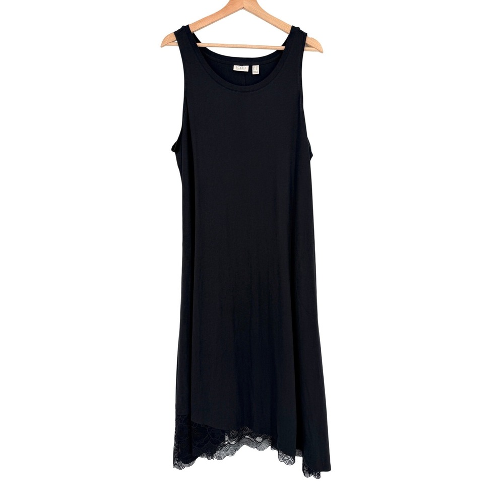 Logo‎ Lori Goldstein Black Sleeveless Tank Midi Dress Size 1X Pockets